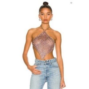 NWT H:ours Oaklyn Top in Purple/Gold Jeweled Stones